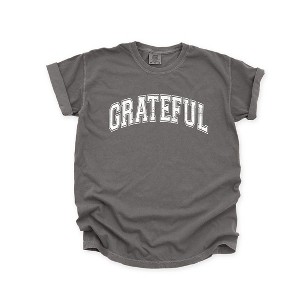 Simply Sage Market Women's Grateful Varsity Short Sleeve Garment Dyed Tee - 1 of 4