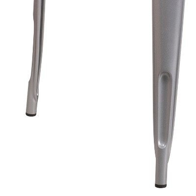 Silver Metal Square Indoor-Outdoor Dining Table, 31.5"