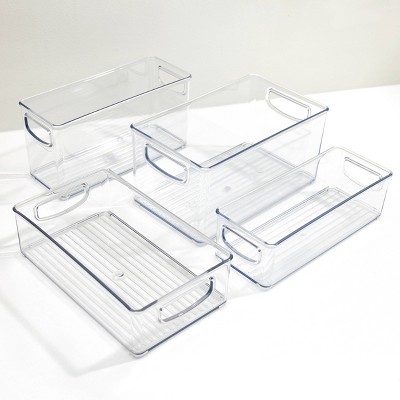 iDESIGN 4pc Recycled Plastic Organizer Bin Set: Clear Kitchen Storage, Dishwasher-Safe, 10x10x8, Cabinet Organizers — фото 3