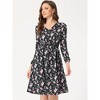 Allegra K Women's Floral Print V-Neck Smocked Waist Midi Dress - 2 of 4