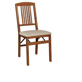 2pc Mission Back Folding Chairs Cherry - Stakmore
