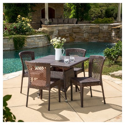 Watkins 5pc Wicker Patio Dining Set - Brown - Christopher Knight Home