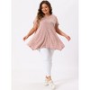 Agnes Orinda Women's Plus Size Ribbed Crew Neck Asymmetrical Hem Flowy Knit Casual Tunic Tops - 3 of 4