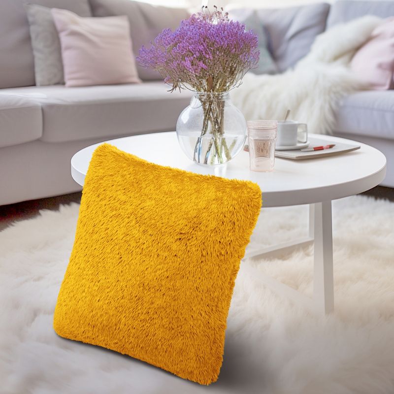 PAVILIA Set of 2 Fluffy Throw Pillow Covers, Decorative Faux Shearling Fur Square Cushion Accent for Bed Sofa Couch, 2 of 6