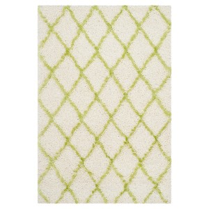 Ivory/Green Abstract Tufted Area Rug - (4