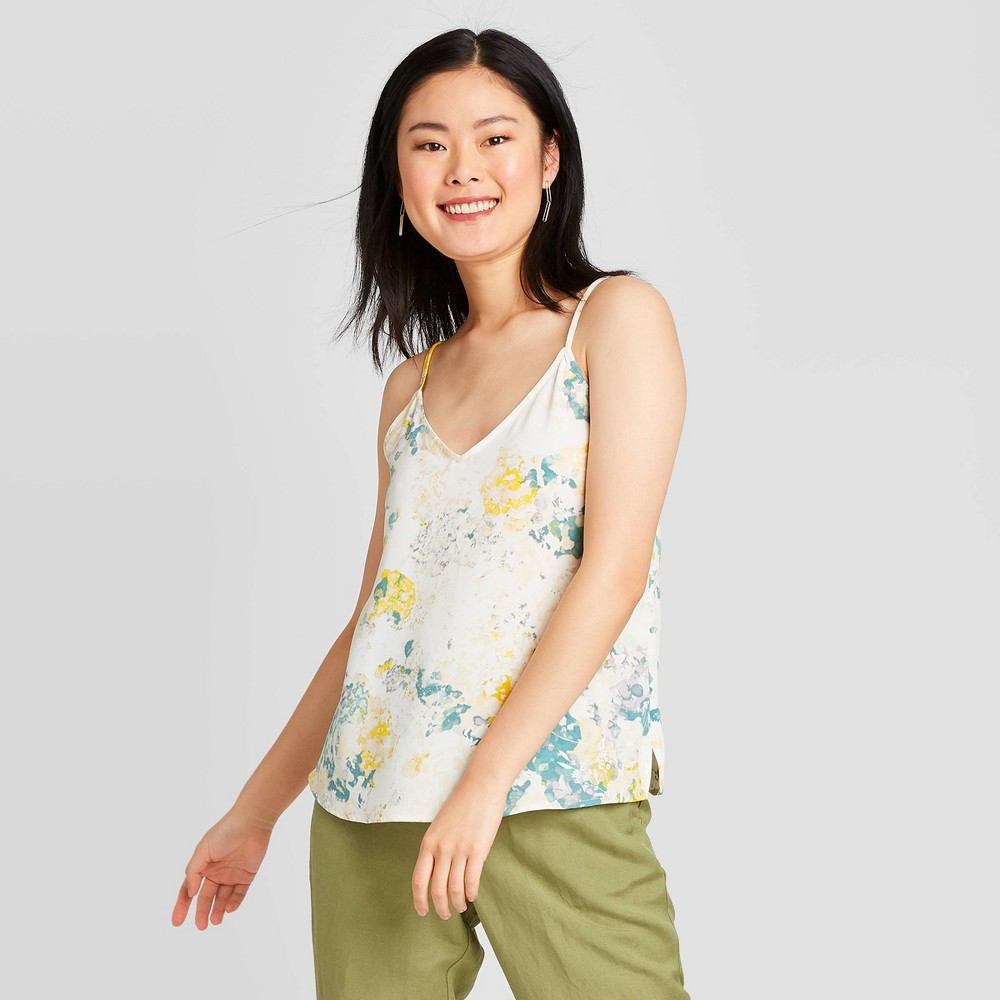 Women's Printed Woven Cami - A New Day Cream XS, Women's, White was $17.99 now $12.59 (30.0% off)