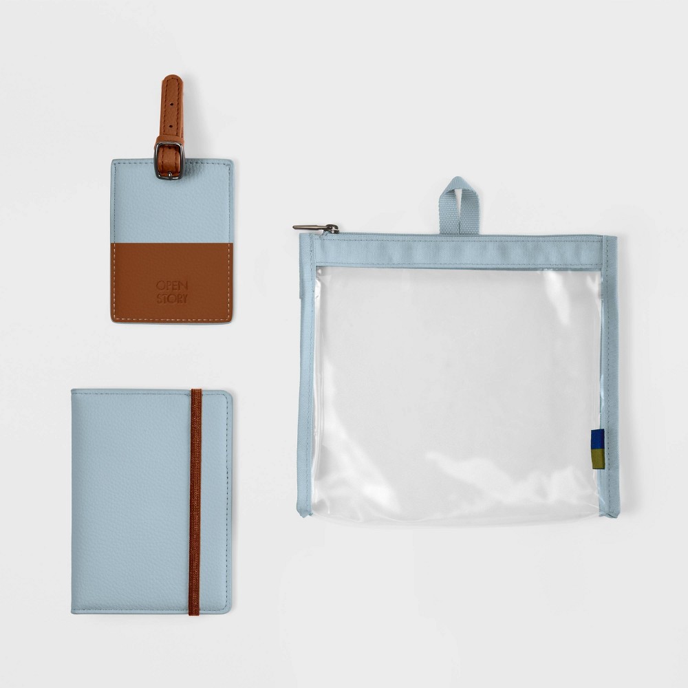 Photos - Travel Accessory 2pc Passport Cover & Luggage Tag Set Muddy Aqua/Amber brown - Open Story™️