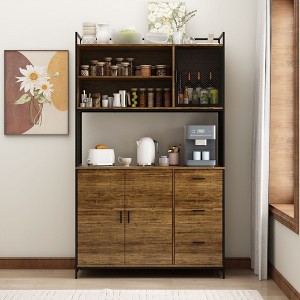 Famapy 47.2"W Brown Standard Baker's Rack with Storage Shelves Modern Pantry Cabinet - 1 of 4