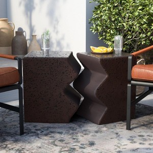 HDZNVF Set Of 2, Outdoor Side Table Combine For Patio, 12" Outdoor Accent Table Patio Side Table End Table In Spotted - 1 of 4
