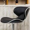 Roundhill Furniture Masaccio Cushioned Leatherette Upholstery Airlift Adjustable Swivel Barstool with Chrome Base, Black, Set of 2 - 3 of 4