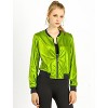 INSPIRE CHIC Women's Holographic Fashion Stand Collar Metallic Lightweight Zip Bomber Jacket - 2 of 4