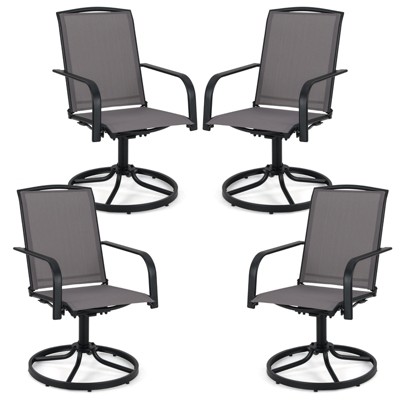 Tangkula Patio Swivel Chairs Set of 4 w/ High Back & Round Metal Base for Backyard