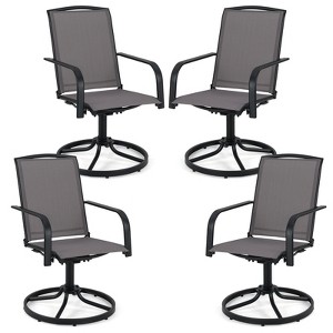 Tangkula Patio Swivel Chairs Set of 4 w/ High Back & Round Metal Base for Backyard - 1 of 4