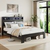 NicBex Queen/King Bed Frame,Wood Bed Frame with Storage LED Headboard and 2 USB,Large Under Bed Storage,Platform Bed No Box Spring Required - 2 of 4