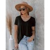 Zeagoo Womens Scoop Neckline Short Sleeve Tees Chest Pocket Relaxed Fit Basic T Shirt Slub Blouses Summer Tops Black for XXL - 3 of 4