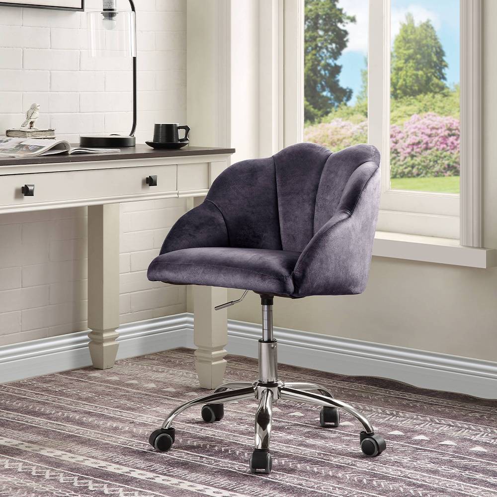 Photos - Computer Chair 23" Rowse Reclining Accent Chair Dark Gray Velvet/Chrome Finish - Acme Fur