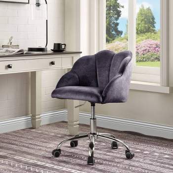 23" Rowse Reclining Accent Chair Dark Gray Velvet/Chrome Finish - Acme Furniture