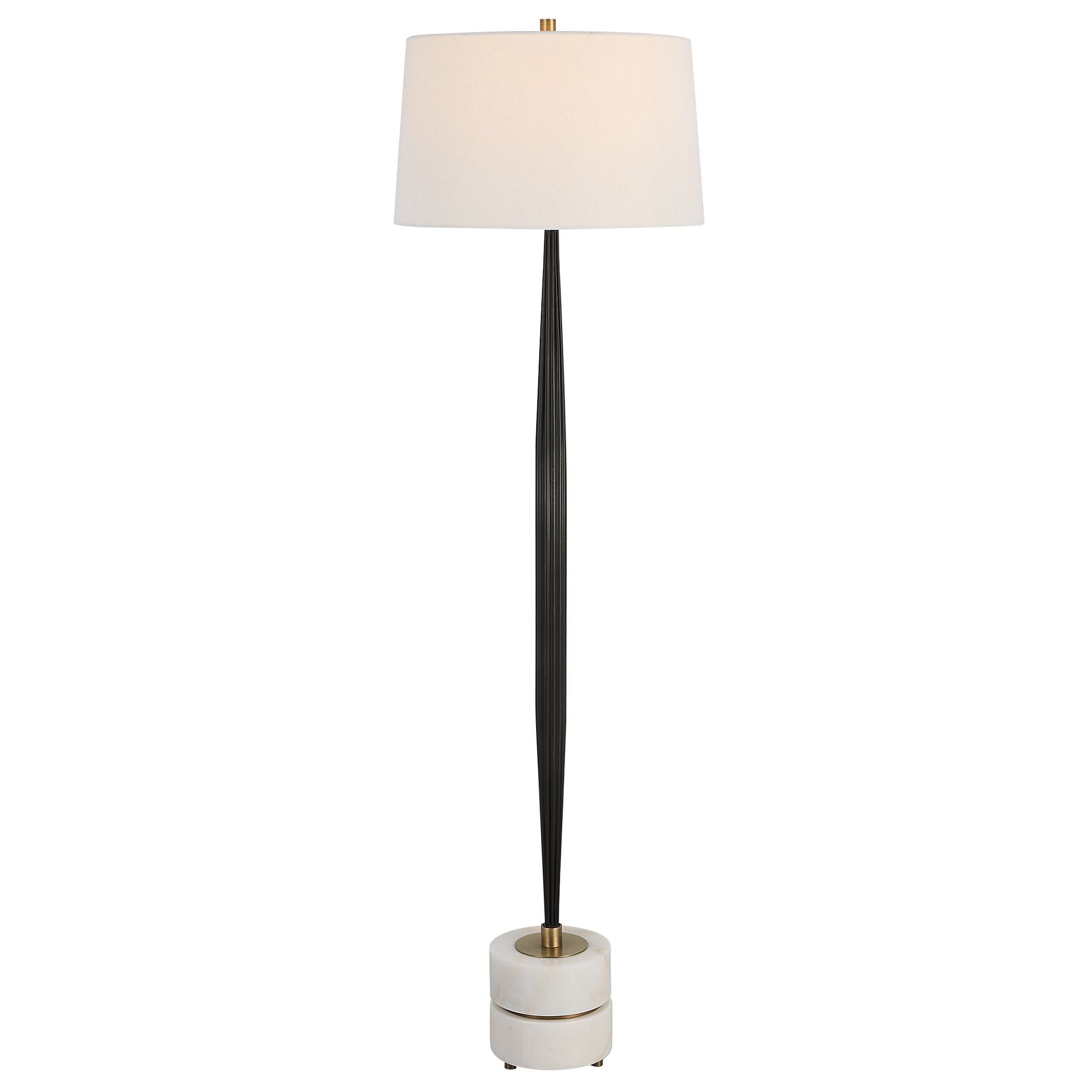 Uttermost Miraz Floor Lamp – 65.75"H Cast Iron Base with White Marble Foot & Brushed Brass Accents