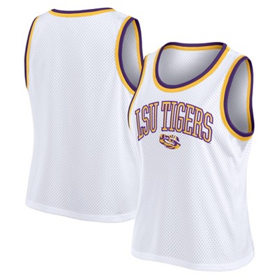 NCAA LSU Tigers Women's White Mesh Tank Top