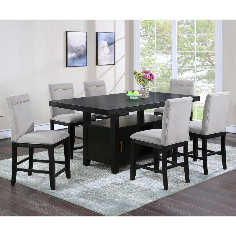 7pc Yves Counter Height Dining Set with Storage Rubbed Charcoal - Steve Silver Co., 3 of 12
