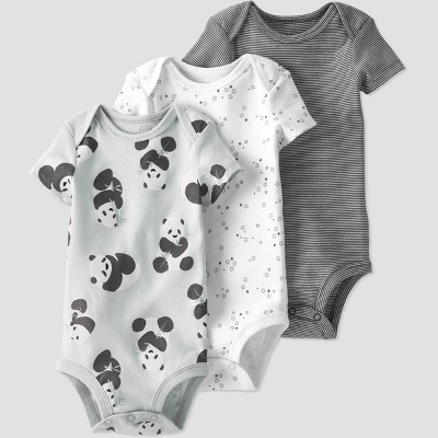 Image of Baby 3pk Organic Cotton Panda Bodysuit - little planet by carter's Gray 3M