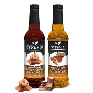 Syruvia Coffee Flavors Variety Pack: Brown Sugar Cinnamon & Peanut Butter Cup 25.4 fl oz Syrup - 1 of 4