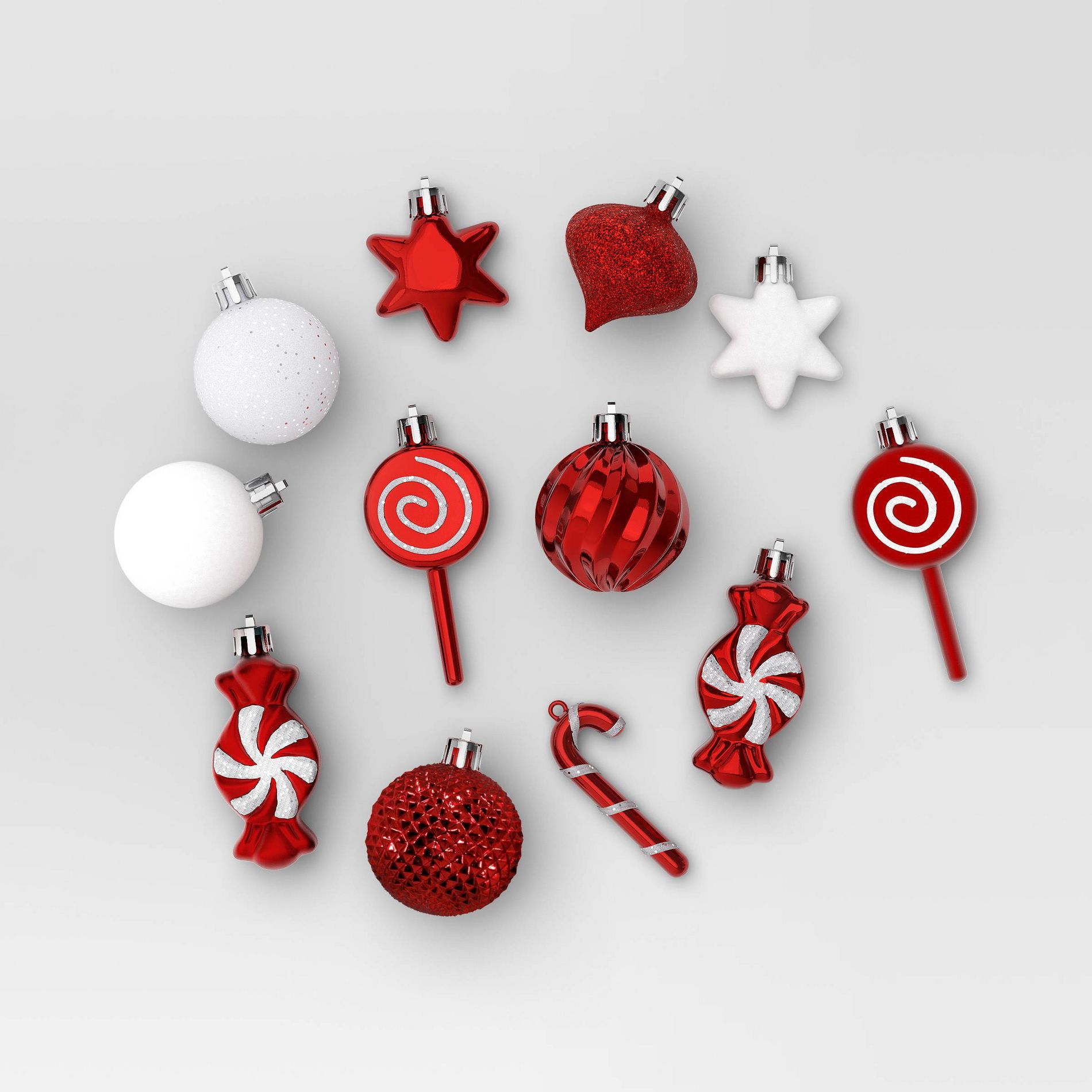 20ct Christmas Mixed Candy Ornament Set White/Red - Wondershop™