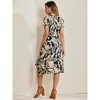 Allegra K Women's Tie Waist Beach Tropical Floral Printed Midi Wrap Dress - 4 of 4