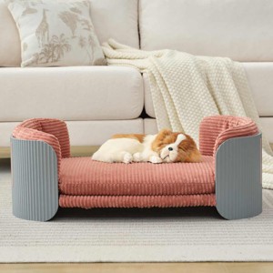 Scandinavian Style Elevated Cat Couch Bed with Washable Mattress, Indoor Pet Furniture for Medium Cats and Dogs -3irtyhousy - 1 of 4