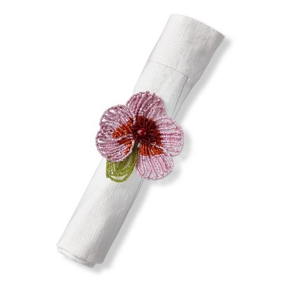 TAG Glass Beaded Flower Napkin Ring Lilac Purple, 3.5L x 2.0W x 2.0H