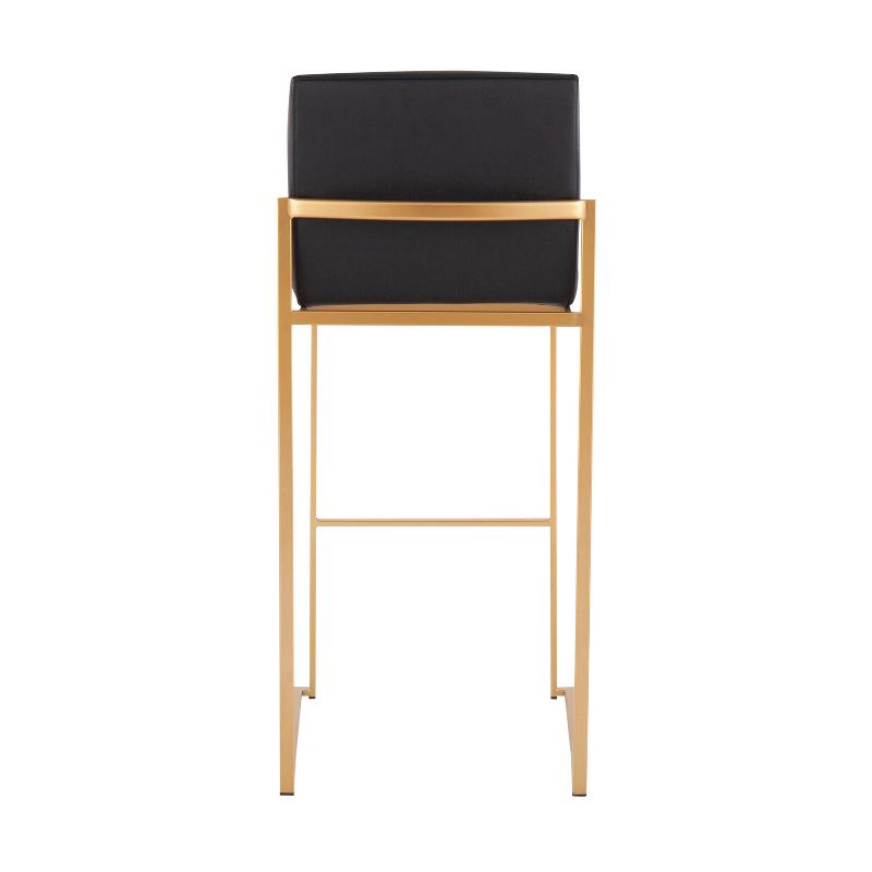 Set of 2 Fuji High Back Stainless Steel/Faux Leather Barstools with Gold Legs - LumiSource, 6 of 12