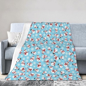 Christmas Throw Blanket for Men Women, Snowmen and Snowflakes Birthday Gifts, Soft Warm Flannel Christmas Decorations for Home. - 1 of 4