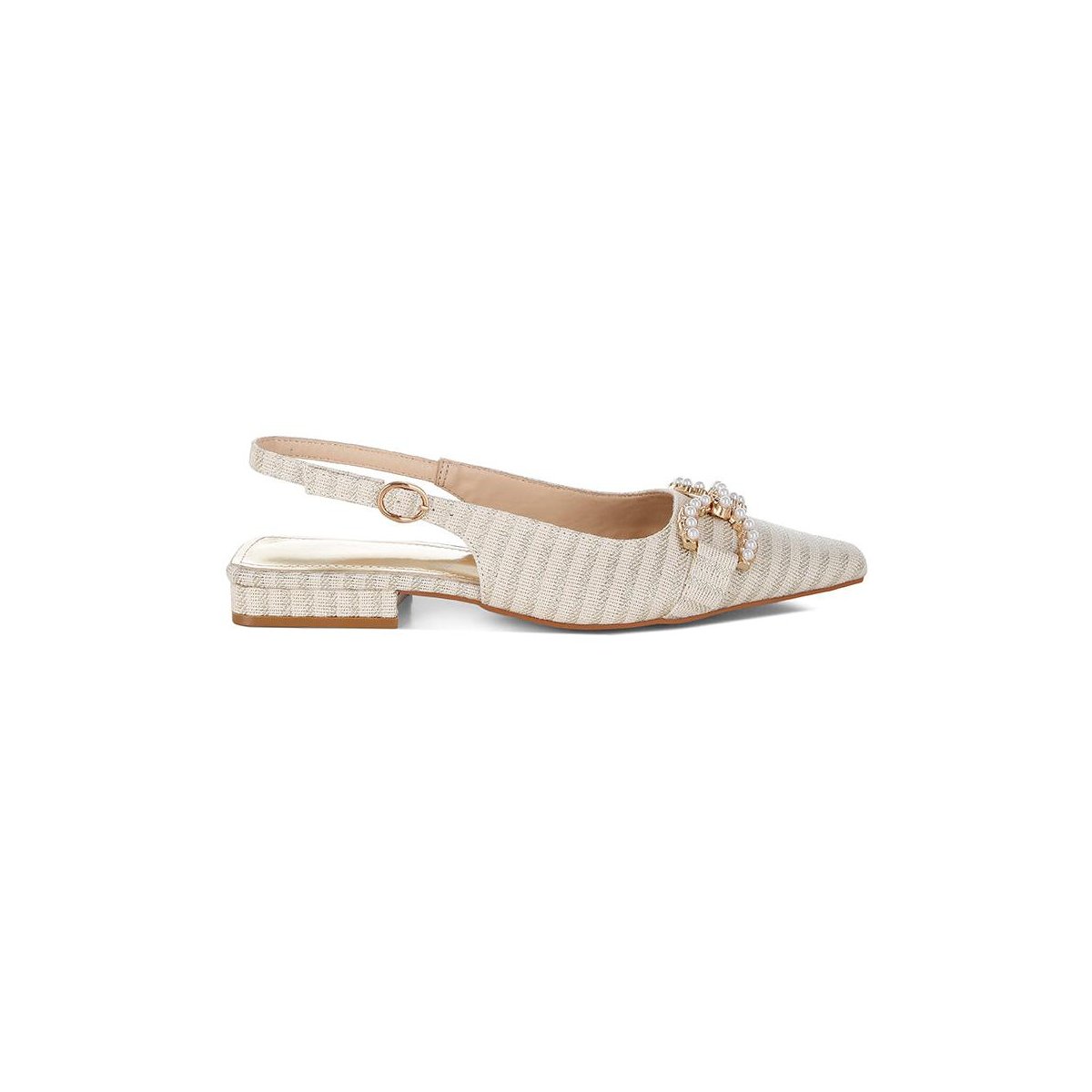 Обувь London Rag Womens Crina Pearl-Detailed Horsebit Woven Flats 8 — фото 2