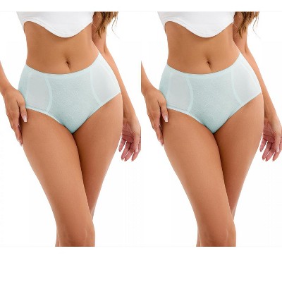 INSPIRE CHIC 2 Pcs Women's High-Waisted Underwear Briefs High Elastic Breathable Underpants