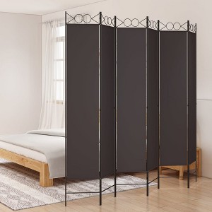 vidaXL 6-Panel Room Divider - Durable and Breathable Fabric, Foldable Design, Easy Assembly, Brown Color, Versatile Usage for Privacy and Sun-Block - 1 of 4