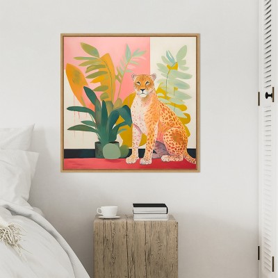 Vibrant Leopard and Tropical Foliage Canvas Art Print, 30x30
