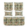 ARTPLAN Outdoor Cushions for Settee,Wicker Loveseat Cushions with Tie,Tufted Patio Cushions 2 U-Shaped Set of 5 Piece,L44xW19，Floral - 2 of 4