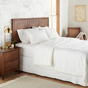 3pc Slub Center Stripe Comforter Set Sour Cream - Hearth & Hand™ with Magnolia - 1 of 4