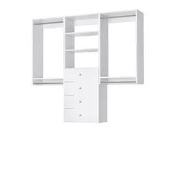 Modular Closets Built-in Closet Kit With Shelves, Drawers & Hanging - 96", White