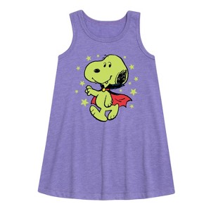 Girls' - Peanuts - Snoopy Vampire Stars Art Graphic Sleeveless Aline Dress - 1 of 4