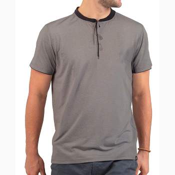 Stanley Men's Long Sleeve Pocketed Henley Shirt, Charcoal Heather, Medium