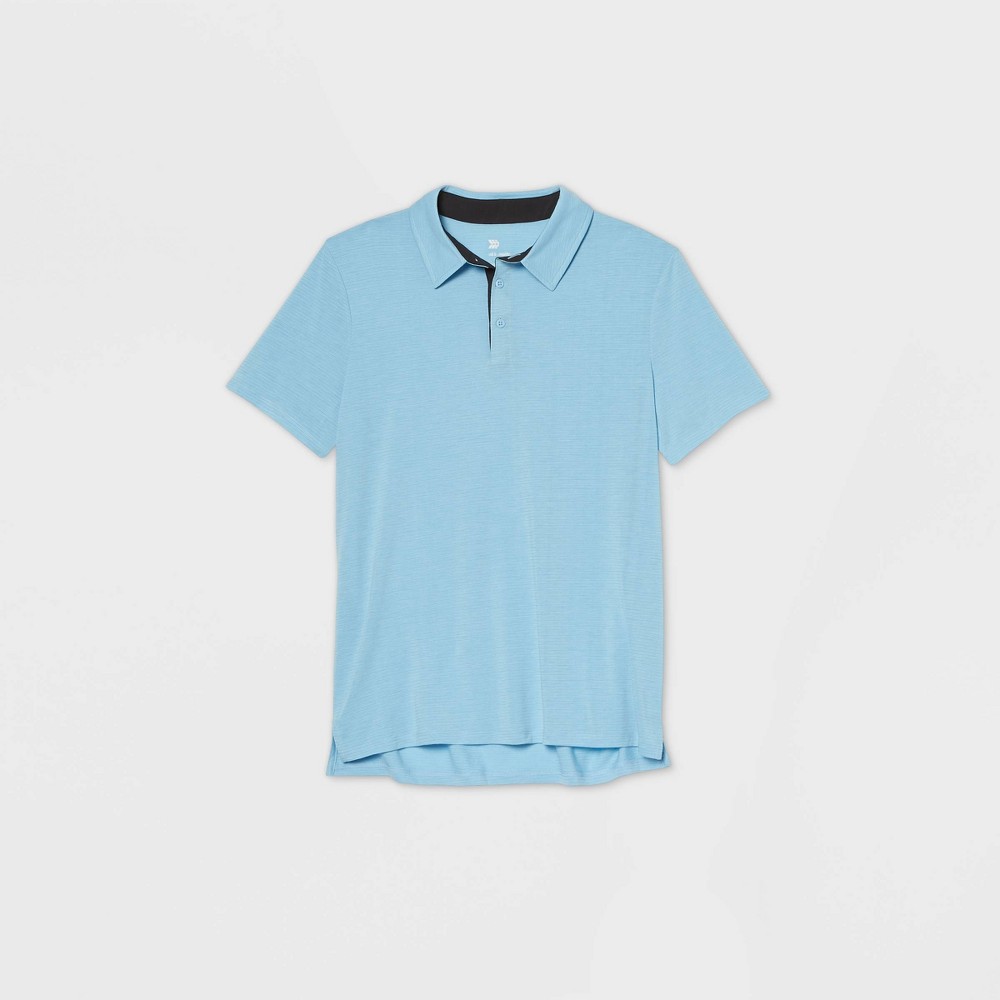 Men's Jersey Golf Polo Shirt - All in Motion Light Blue Microstripe M was $20.0 now $12.0 (40.0% off)