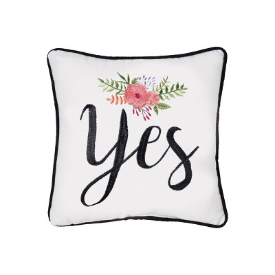 C&F Home 10" x 10" Yes/No Embroidered Small Petite Throw Pillow