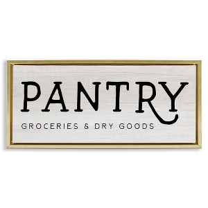 Stupell Industries Rustic Pantry Groceries Sign Floating Frame Canvas Art, Gold, 31" x 14" - 1 of 4