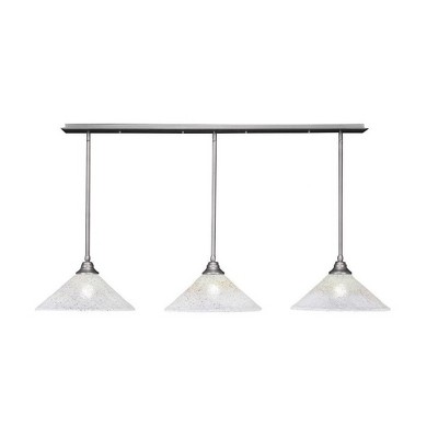 Toltec Lighting Stem 3 - Light Chandelier in  Brushed Nickel with 16" Gold Ice Shade