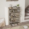 Shoe Storage Cabinet With 3 Flip Drawers, Freestanding Hidden Shoe Organizer, Wooden Slim Narrow Shoe Rack Cabinet For Hallway Living Room - 3 of 4
