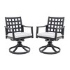2 Piece Outdoor Swivel Rocker Chairs with Sunbrella Cushions, Weather Resistant Lattice Back Patio Accent Dining Chairs for Garden-Maison Boucle - 3 of 4