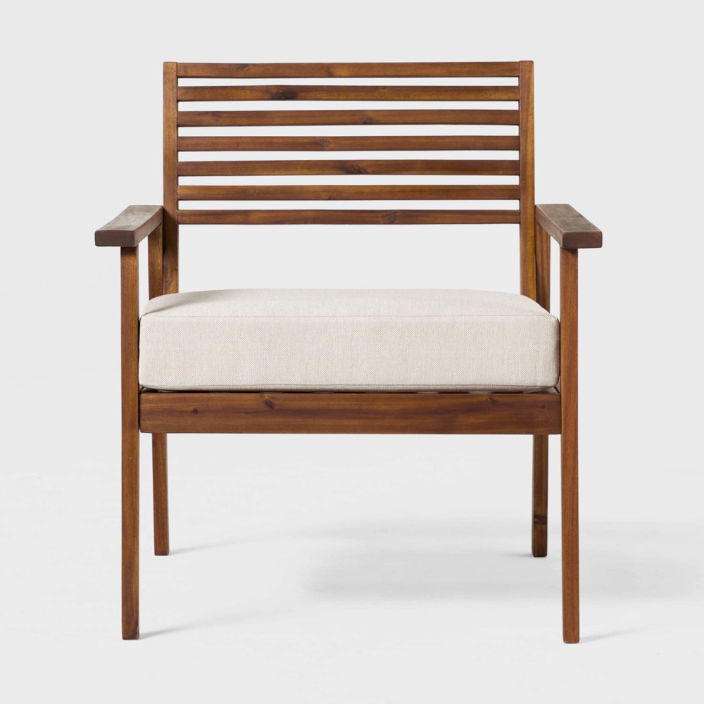 Photos - Sofa Saracina Home Mid-Century Modern Slatted Outdoor Acacia Arm Chair Dark Bro