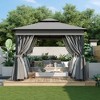 10'x12'/10'x10' Outdoor Gazebo, Patio Double Roofs Canopy Tent with Mosquito Netting and Privacy Screens for Garden, Lawn -ModernLuxe - 2 of 4
