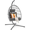 Egg Chair with Stand,Patio Rattan Wicker Hanging Swing Egg Chair Hammock Chair for Bedroom Porch Garden With UV Resistant Cushion - 2 of 4